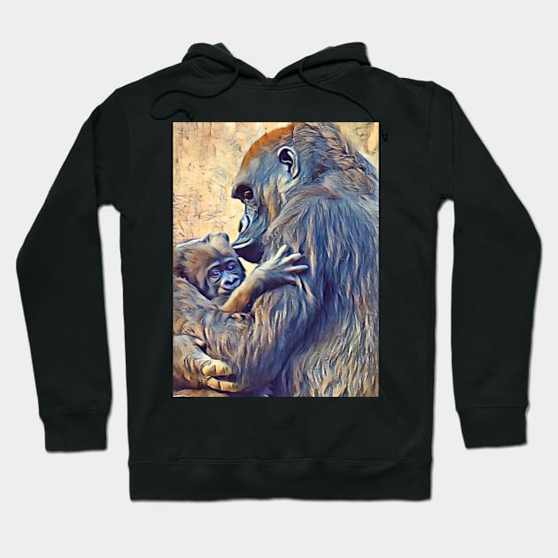 Western Lowland Gorilla and baby Hoodie by Sharonzoolady